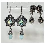 2 pair sterling silver earrings