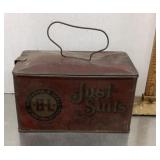 Antique Lunchbox style Just Suits tobacco tin