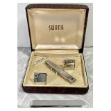 Swank sterling silver cufflink/tie bar set PLUS