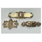 3 antique gold filled brooches --unmarked