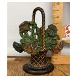 Cast iron flower basket doorstop