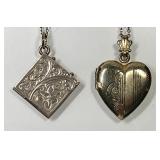 2 gold filled lockets on gold filled chains
