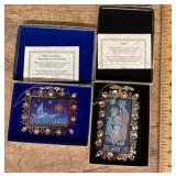 2 Rolan Johnson gold plated brass ornaments