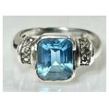 Sterling silver blue topaz ring