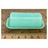 Green jadeite glass butter dish