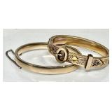 2 antique gold filled bangle bracelets