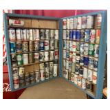 Beer can collection in wood display