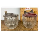 2 vintage Jiffy glass egg beaters