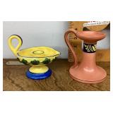 2 Erphila Art Pottery Czech candle holders