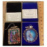2 Rolan Johnson gold plated brass ornaments