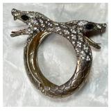 Rhinestone-studded 2-headed snake bracelet