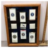Presidential cigarettes & matchbooks in shadowbox