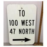 Metal road sign