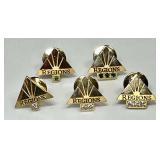 5 10k gold service pins with diamonds & emeralds