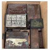 Box of old printing blocks