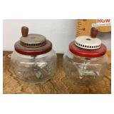 2 vintage Jiffy glass egg beaters