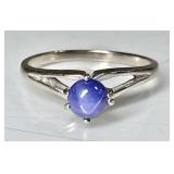 10k white gold star sapphire ring