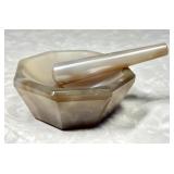 Agate apothecary mortar and pestle --3" dia.
