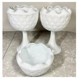 3 Indiana Glass "Quilted Diamond" vases