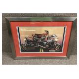 Framed Kawasaki motorcycle advertising 17x22