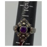 Sterling silver ring with purple stone