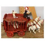 Cast-iron Overland Circus wagon w/giraffe