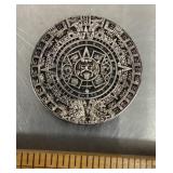 Aztec calendar belt buckle