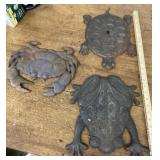 Cast iron frog, crab, turtle stepping stones