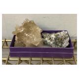 Pyrite quartz and kundilini citrine specimens