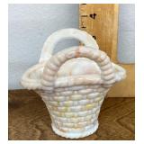 White slag glass basket