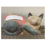 Solid hand carved wooden cat