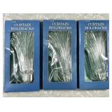 3 NOS vintage pairs of plastic curtain holdbacks