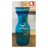 Blue Belgian glass carafe