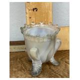 Slag glass toothpick holder