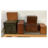 Wood boxes and 4-drawer metal box