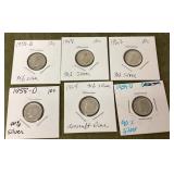 6 Roosevelt dimes --pre 1964