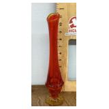 Amberina swung glass vase