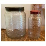 2 glass Old Judge coffee jars