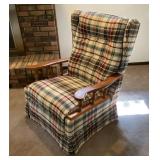 Plaid La-Z-Boy wingback recliner