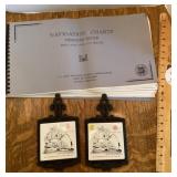 Missouri River charts book & 2 St. Louis trivets