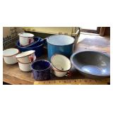 Assorted enamelware pans