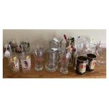 Assorted bar glasses and barware