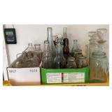 Group of bottles, jars, and decanters