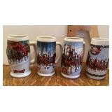 4 Budweiser beer steins