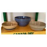 3 vintage stoneware bowls