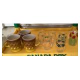 Vintage coffee mugs and juice glasses