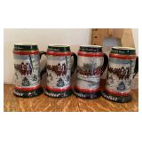 4 Budweiser holiday beer steins