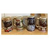 4 Budweiser holiday beer steins