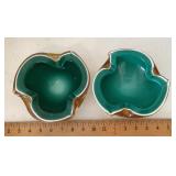 2 heavy art glass ashtrays