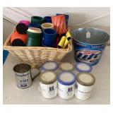 Miller Lite beer bucket, koozies, basket
